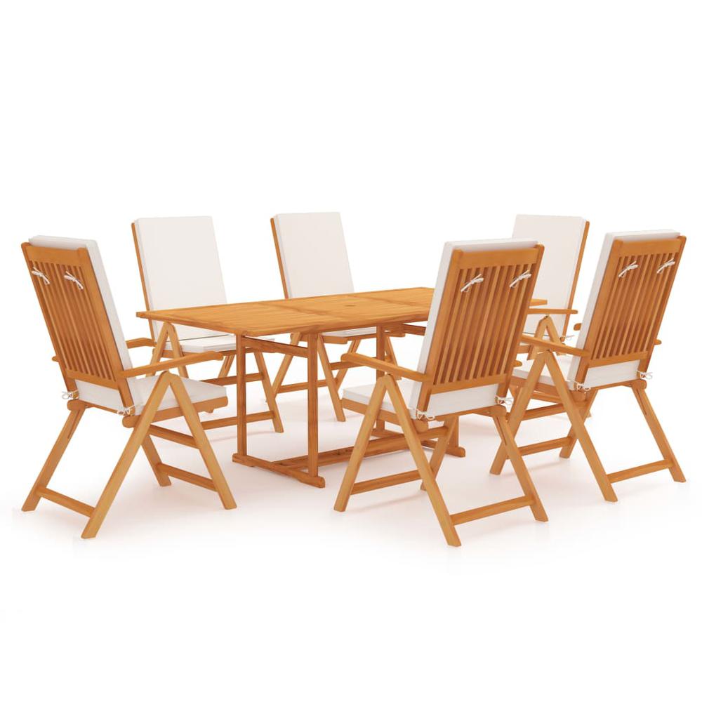 vidaXL 7 Piece Garden Dining Set with Cushions Solid Teak Wood 9569. Picture 1