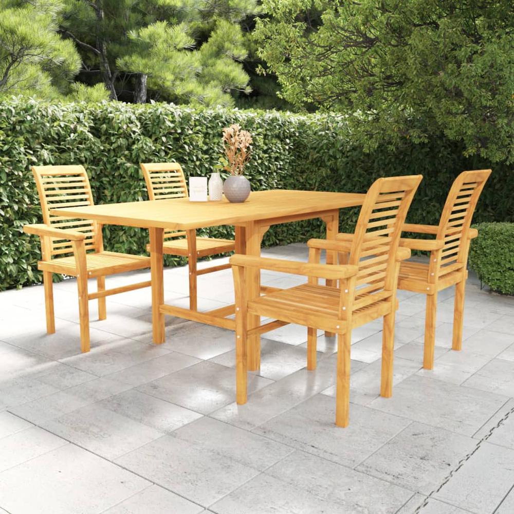 5 Piece Patio Dining Set Solid Teak Wood. Picture 12