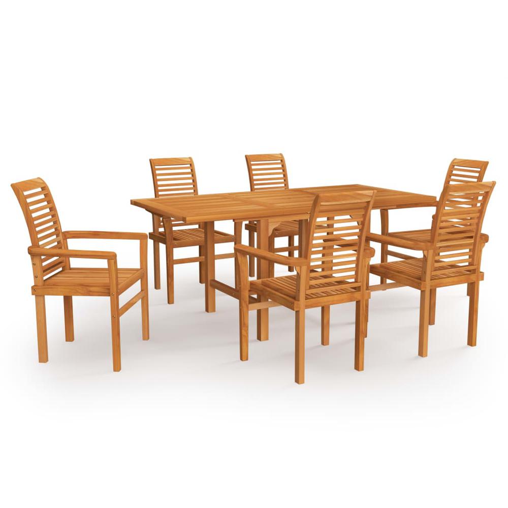 7 Piece Patio Dining Set Solid Teak Wood. Picture 1