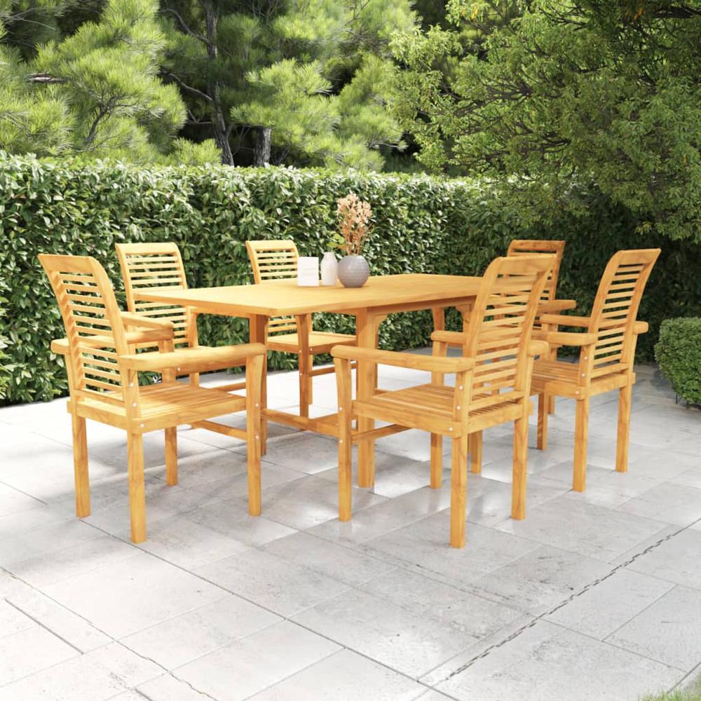 7 Piece Patio Dining Set Solid Teak Wood. Picture 12