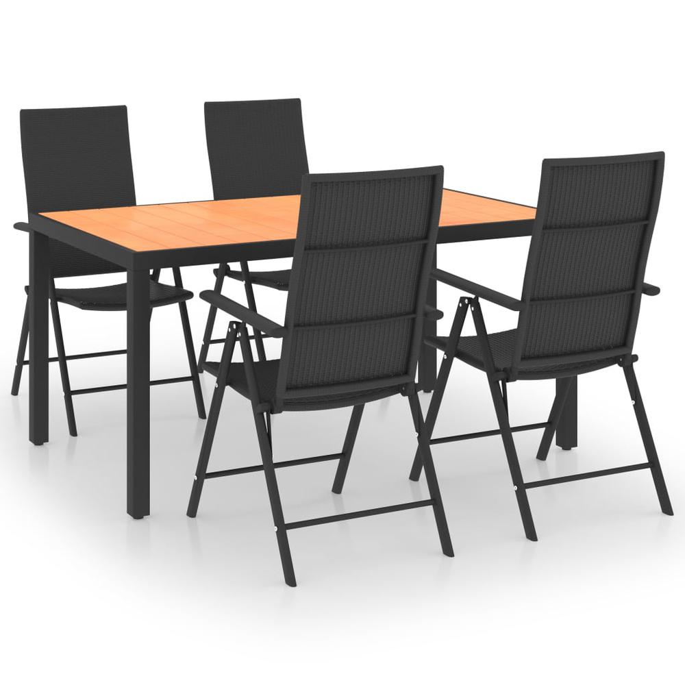 5 Piece Patio Dining Set Black and Brown. Picture 1