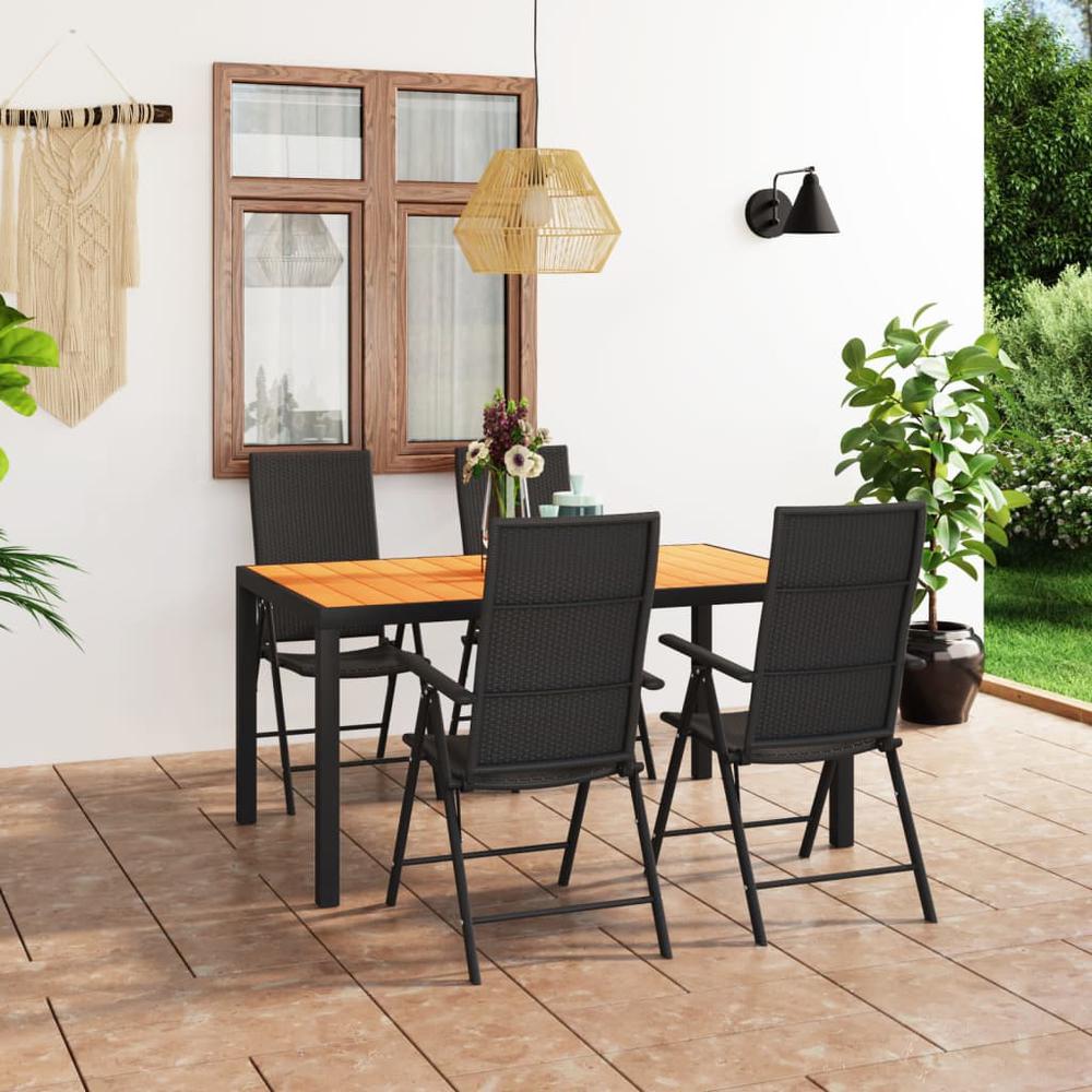 5 Piece Patio Dining Set Black and Brown. Picture 11
