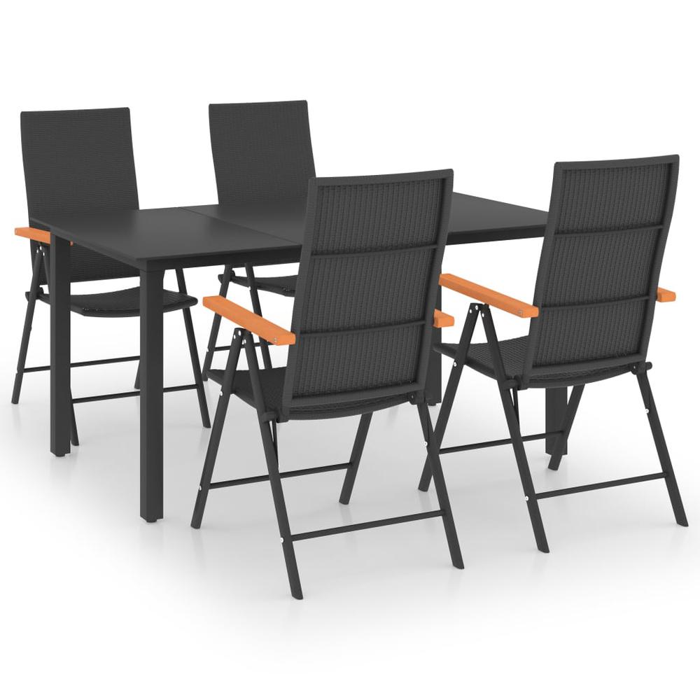 vidaXL 5 Piece Garden Dining Set Black and Brown 0072. The main picture.