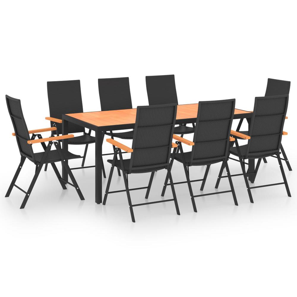 9 Piece Patio Dining Set Black and Brown. Picture 1
