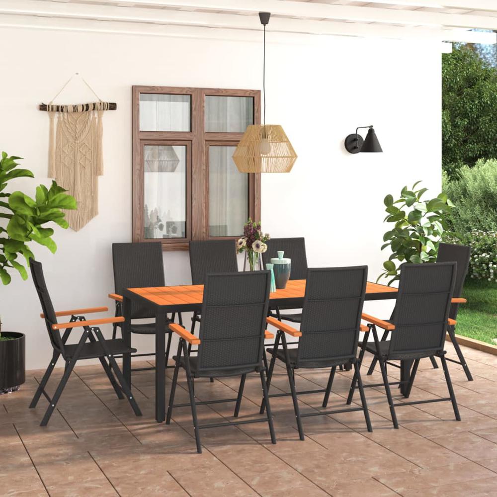 9 Piece Patio Dining Set Black and Brown. Picture 12