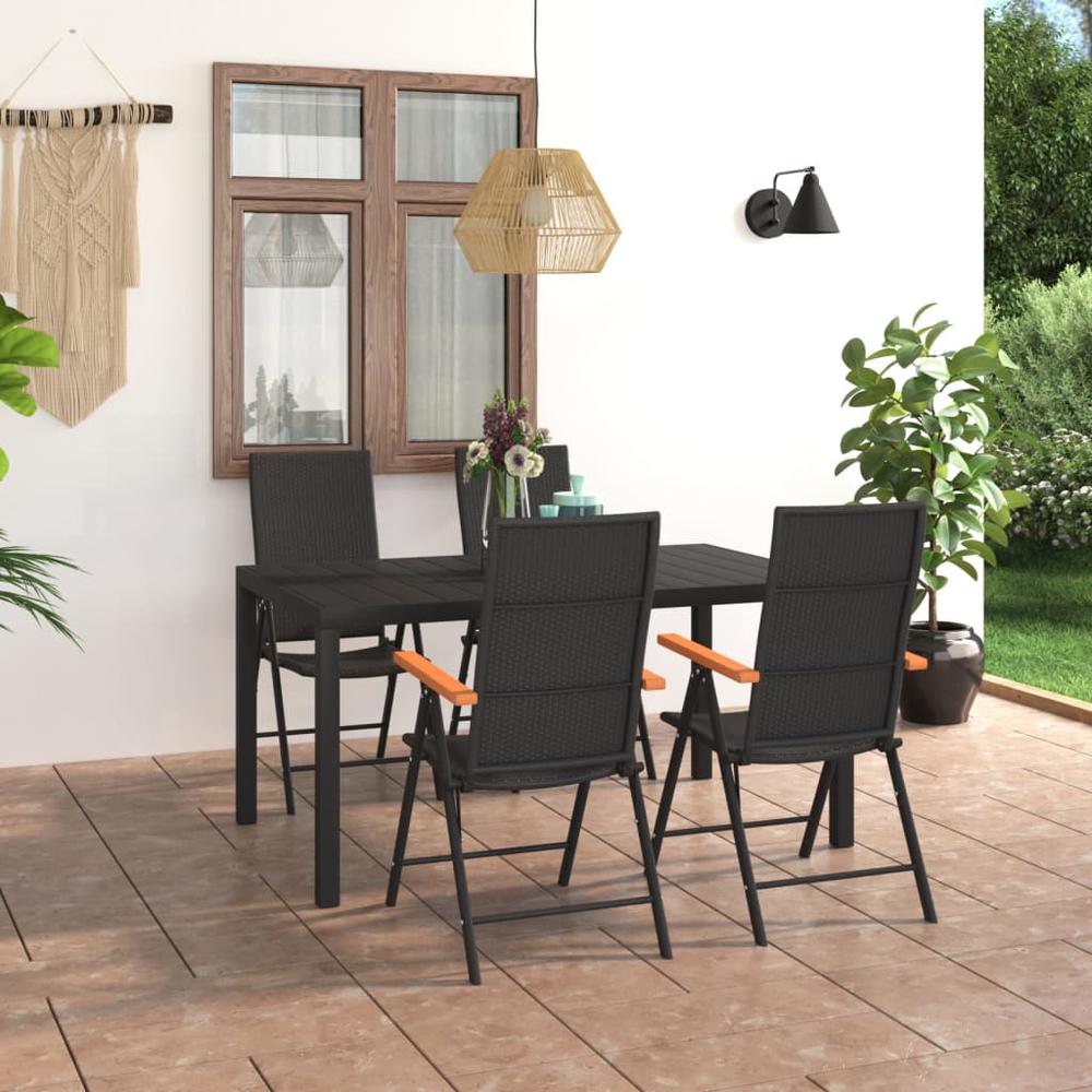 5 Piece Patio Dining Set Black and Brown. Picture 12