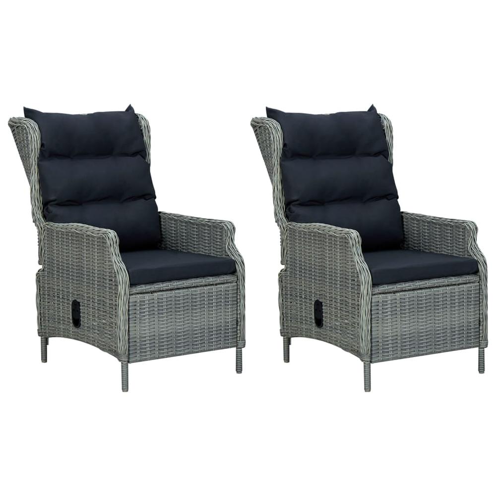 vidaXL 3 Piece Garden Lounge Set with Cushions Poly Rattan Light Gray 0149. Picture 6