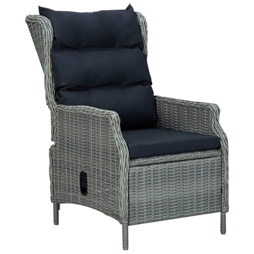 vidaXL 3 Piece Garden Lounge Set with Cushions Poly Rattan Light Gray 0149. Picture 7