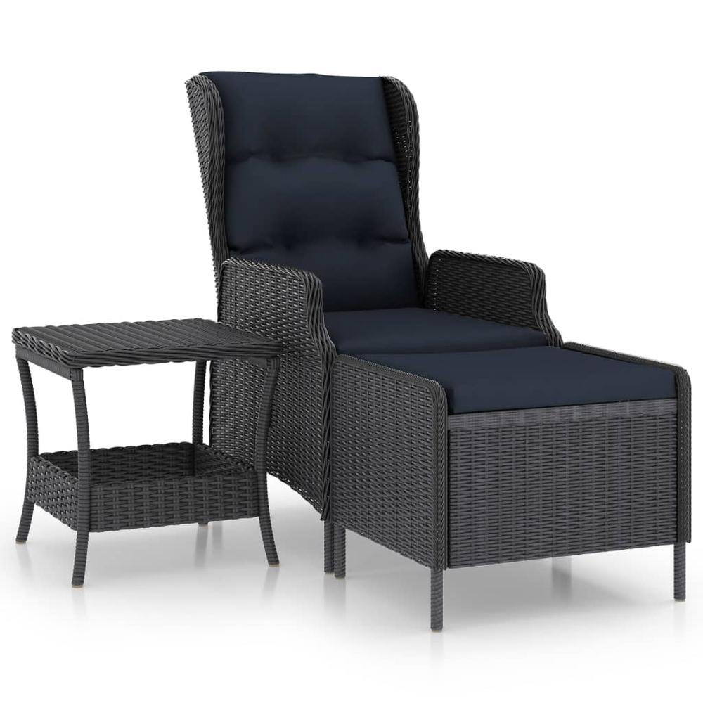 vidaXL 2 Piece Garden Lounge Set with Cushions Poly Rattan Dark Gray 0151. The main picture.
