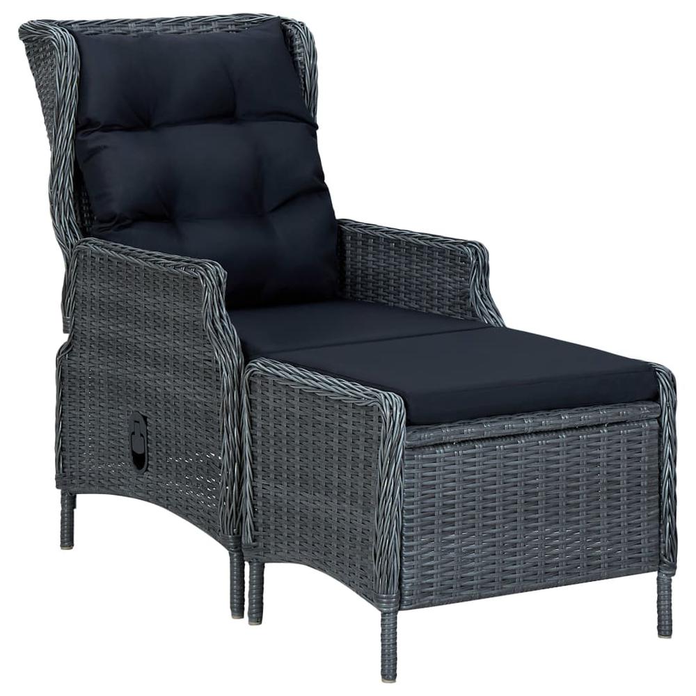vidaXL 3 Piece Garden Lounge Set with Cushions Poly Rattan Dark Gray 0154. Picture 8