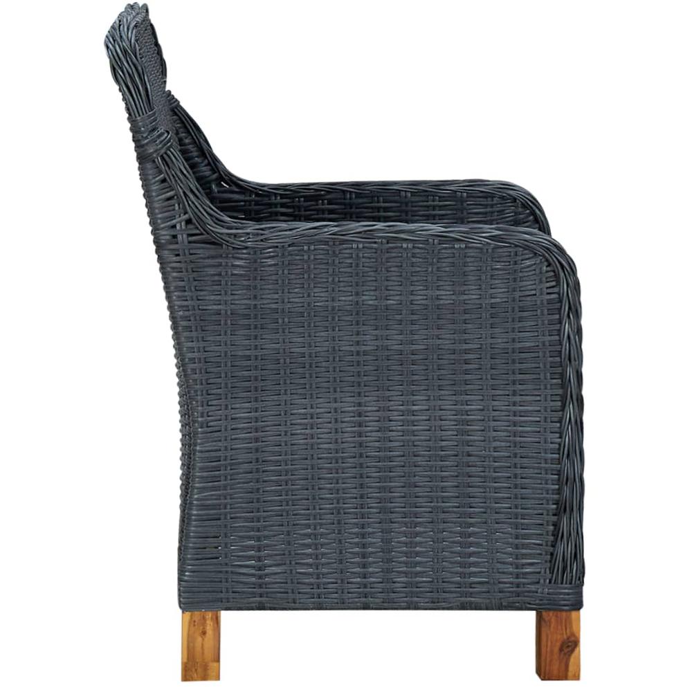 vidaXL 3 Piece Garden Lounge Set with Cushions Poly Rattan Dark Gray 0179. Picture 6
