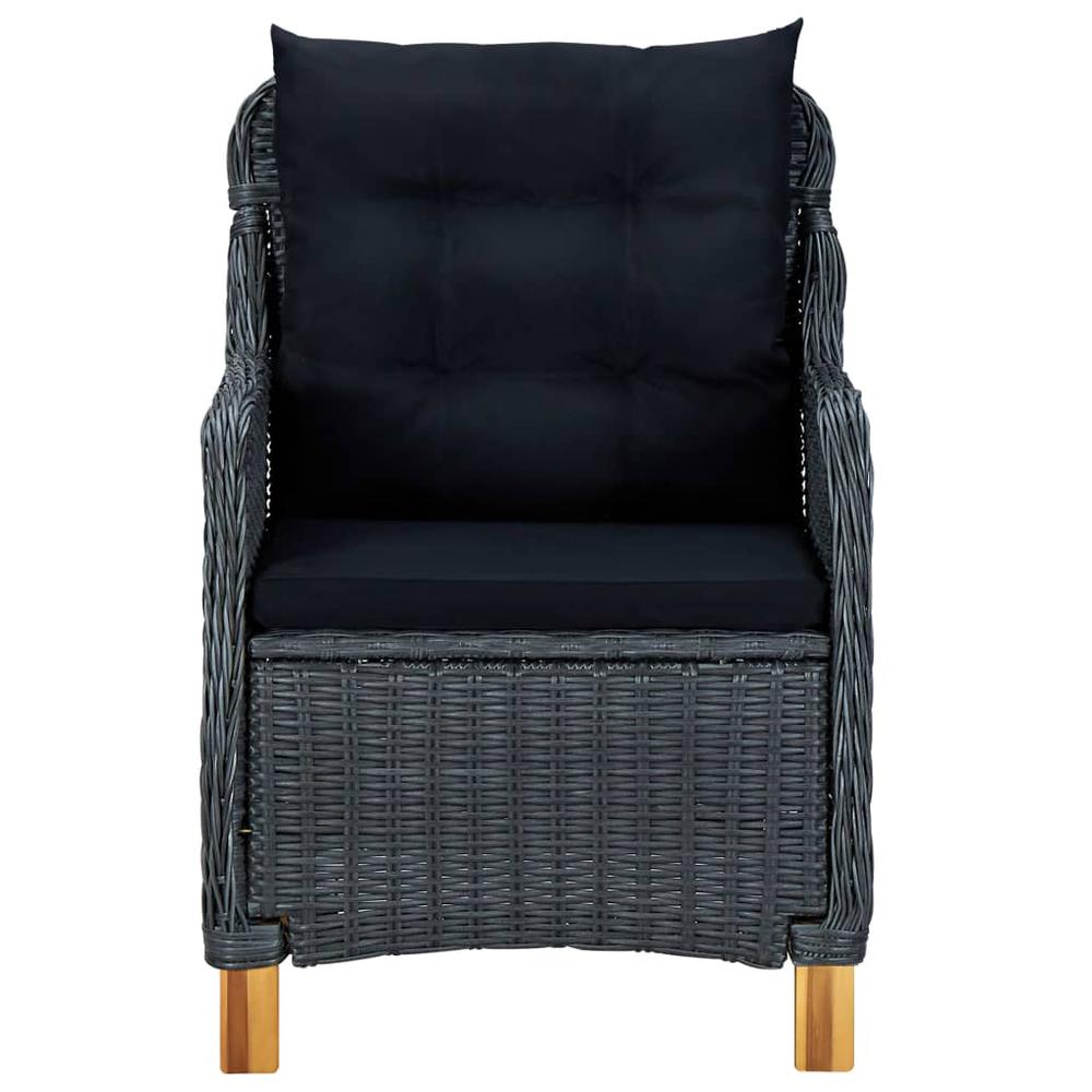 vidaXL 3 Piece Garden Lounge Set with Cushions Poly Rattan Dark Gray 0180. Picture 4