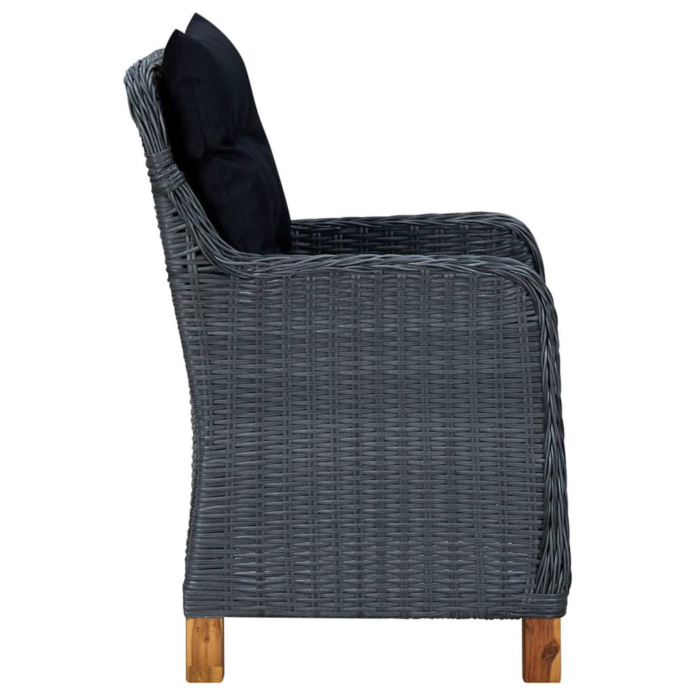 vidaXL 3 Piece Garden Lounge Set with Cushions Poly Rattan Dark Gray 0180. Picture 6