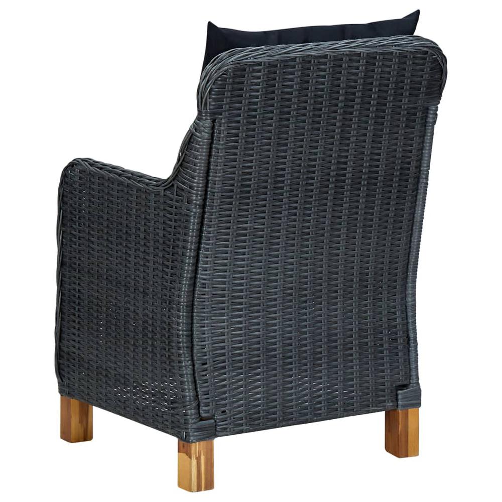 vidaXL 3 Piece Garden Lounge Set with Cushions Poly Rattan Dark Gray 0180. Picture 7