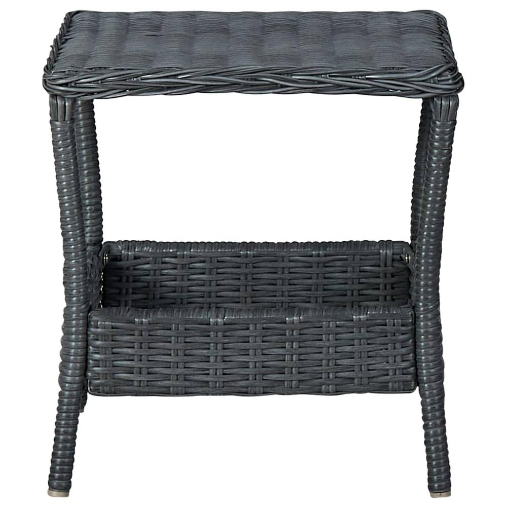 vidaXL 3 Piece Garden Lounge Set with Cushions Poly Rattan Dark Gray 0180. Picture 10
