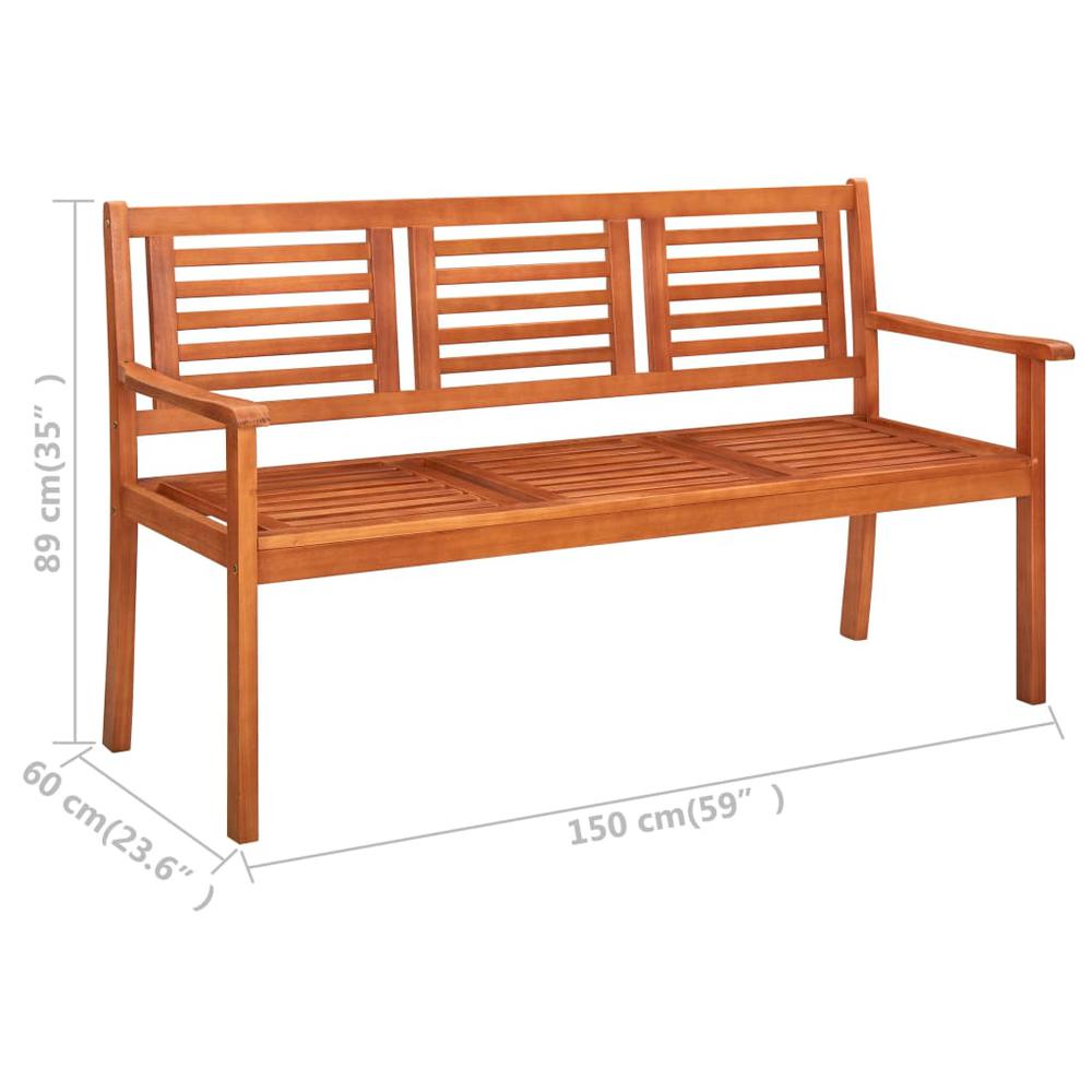vidaXL 3-Seater Garden Bench 59.1" Solid Eucalyptus Wood 5269. Picture 7