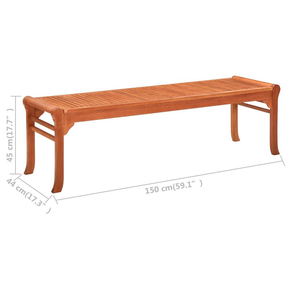 vidaXL 3-Seater Garden Bench 59.1" Solid Eucalyptus Wood 5276. Picture 6
