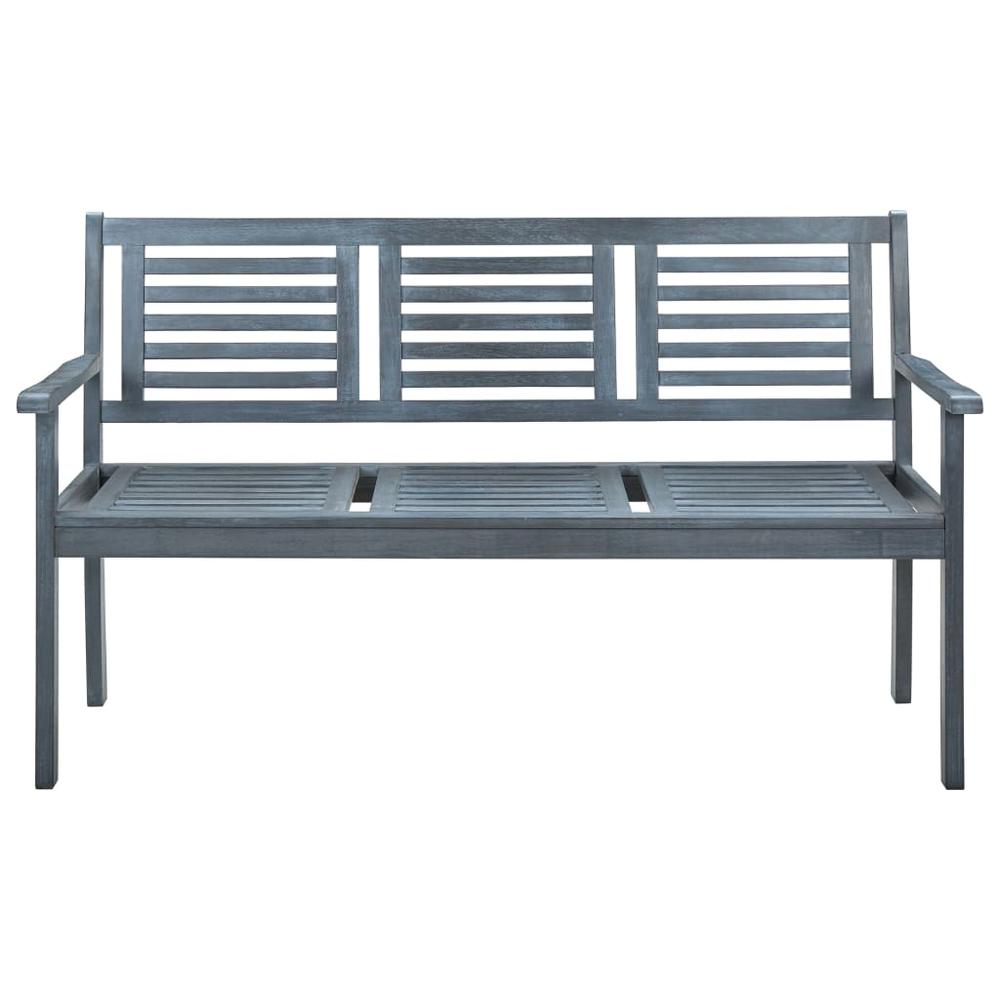 vidaXL 3-Seater Garden Bench 59.1" Gray Solid Eucalyptus Wood 5279. Picture 2