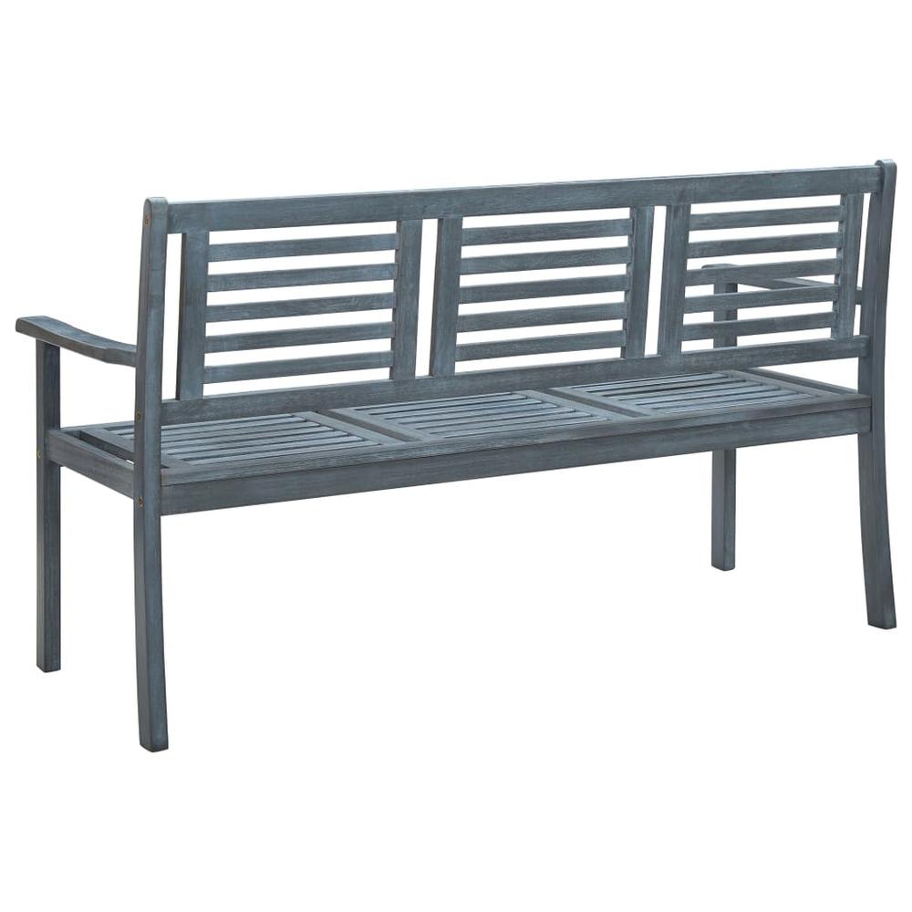 vidaXL 3-Seater Garden Bench 59.1" Gray Solid Eucalyptus Wood 5279. Picture 4