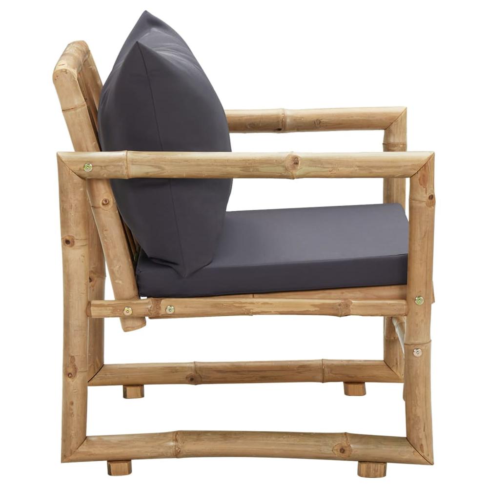 vidaXL Patio Chairs with Cushions 2 pcs Bamboo. Picture 5