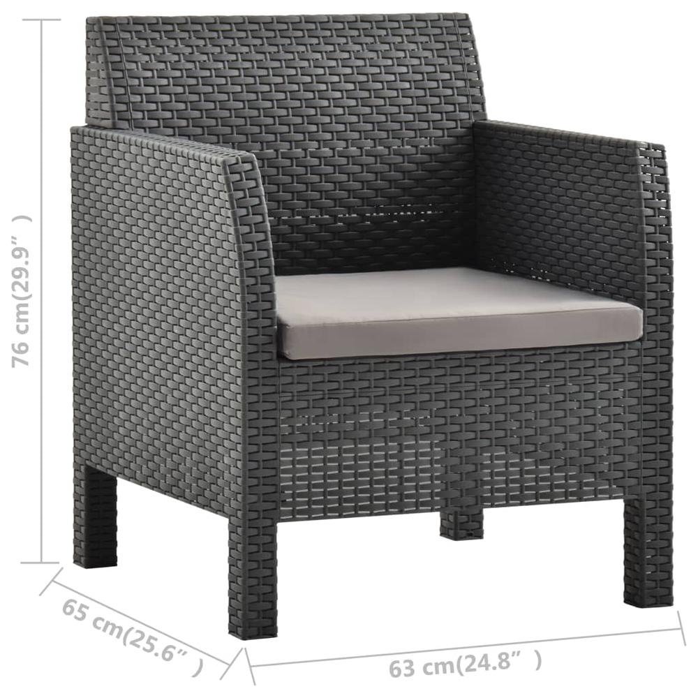 vidaXL Garden Chair with Cushion PP Anthracite 5639. Picture 6