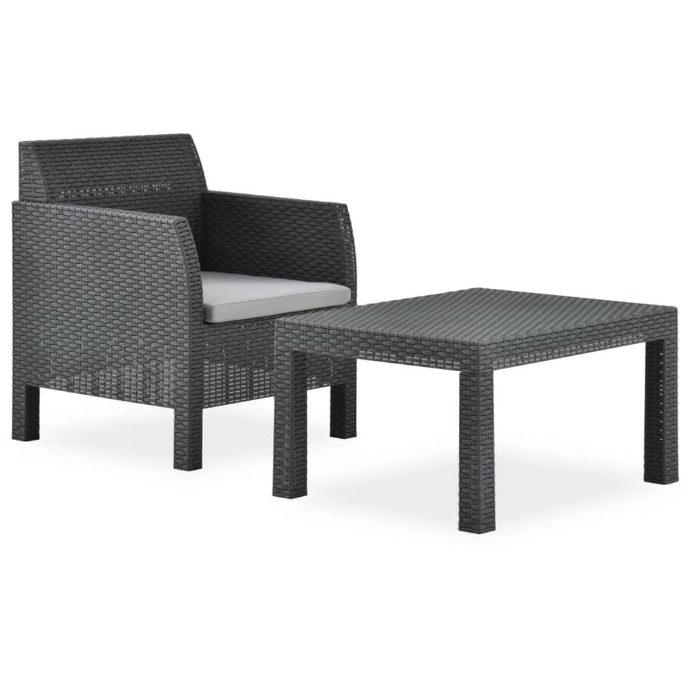 vidaXL 2 Piece Garden Lounge Set with Cushion PP Anthracite 5641. Picture 1