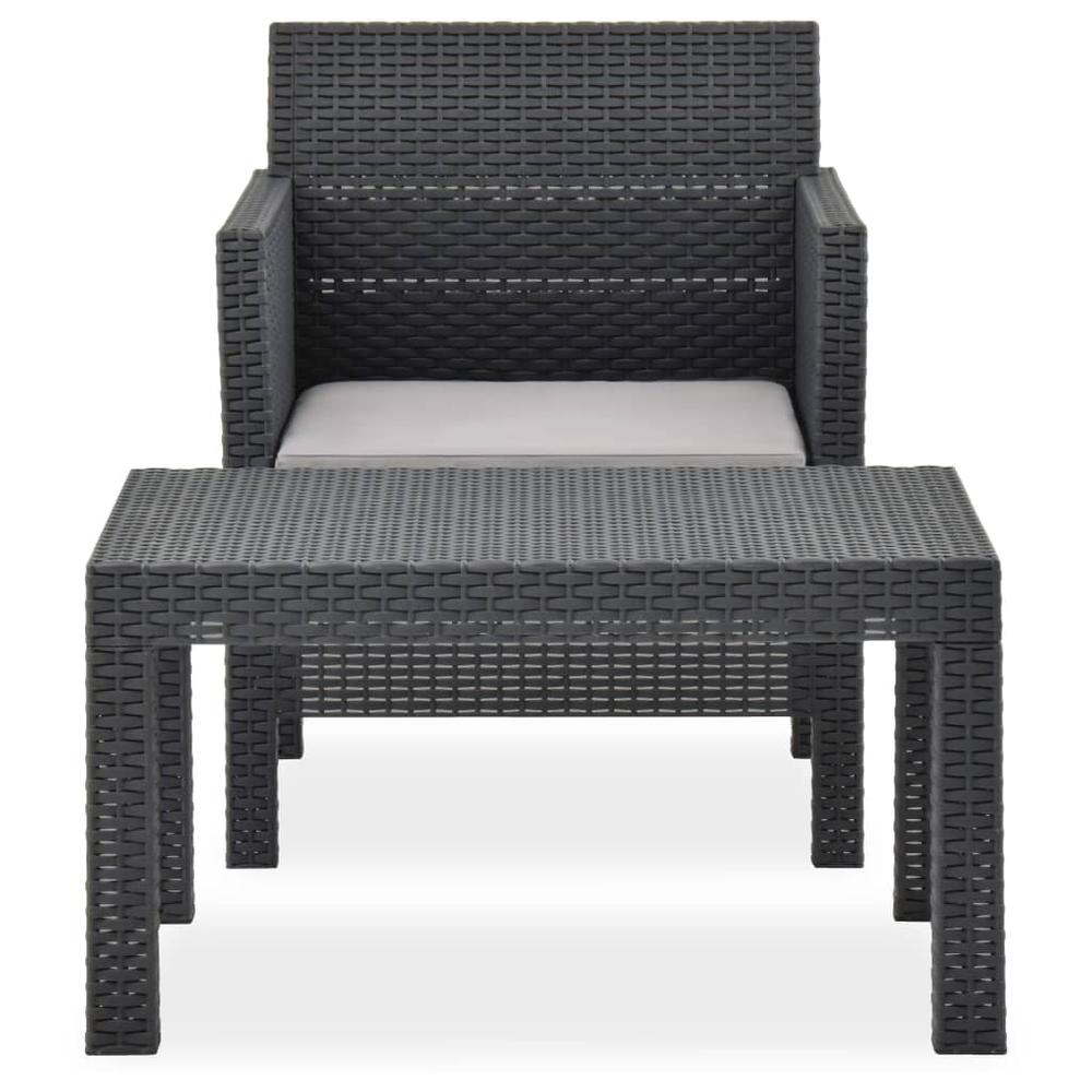 vidaXL 2 Piece Garden Lounge Set with Cushion PP Anthracite 5641. Picture 2