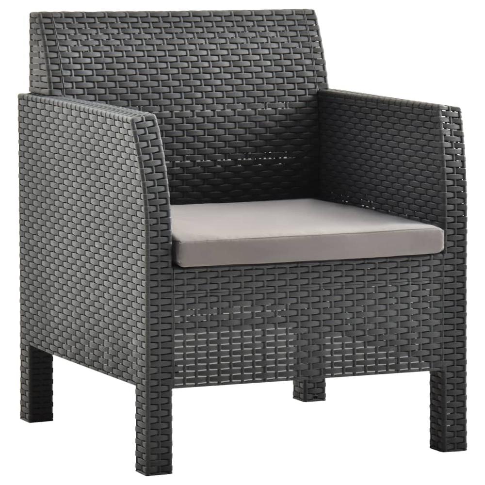 vidaXL 2 Piece Garden Lounge Set with Cushion PP Anthracite 5641. Picture 3
