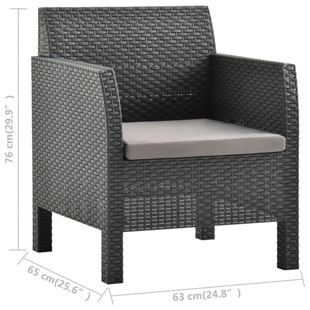 vidaXL 2 Piece Garden Lounge Set with Cushion PP Anthracite 5641. Picture 8