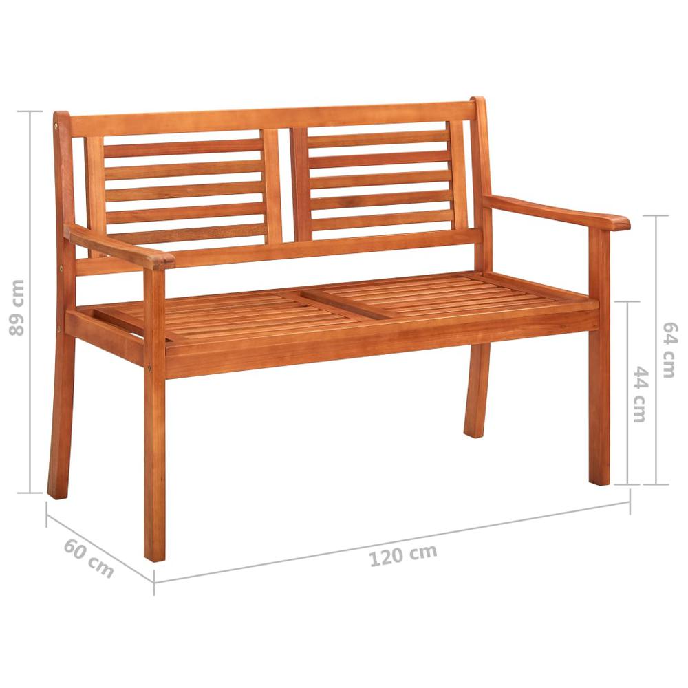 vidaXL 2-Seater Patio Bench with Cushion 47.2" Solid Eucalyptus Wood, 3060969. Picture 10