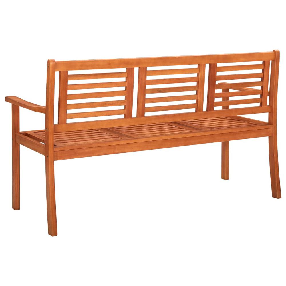 vidaXL 3-Seater Patio Bench with Cushion 23.3" Solid Eucalyptus Wood, 3061003. Picture 5