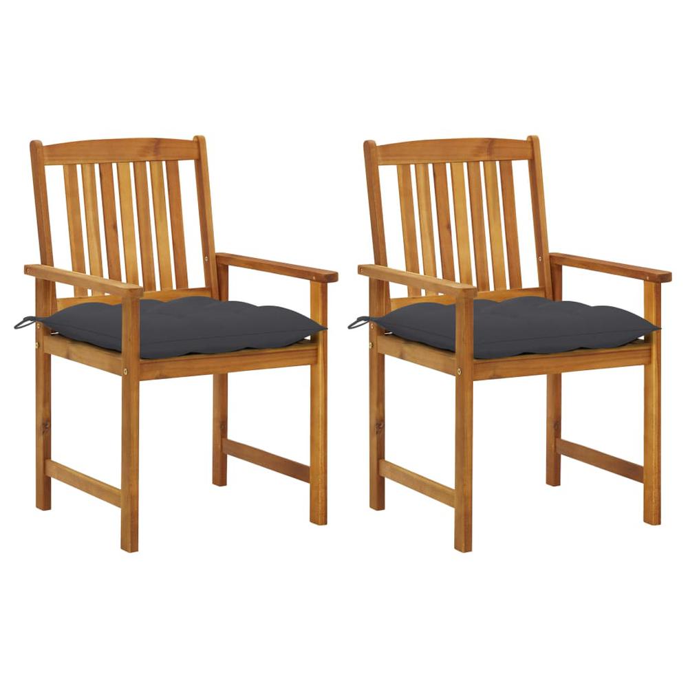 vidaXL Director's Chairs with Cushions 2 pcs Solid Acacia Wood 1197. Picture 1