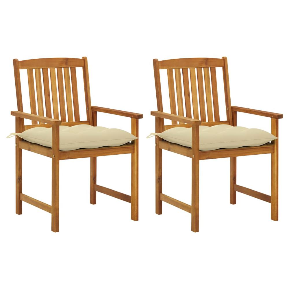 vidaXL Director's Chairs with Cushions 2 pcs Solid Acacia Wood 1201. Picture 1