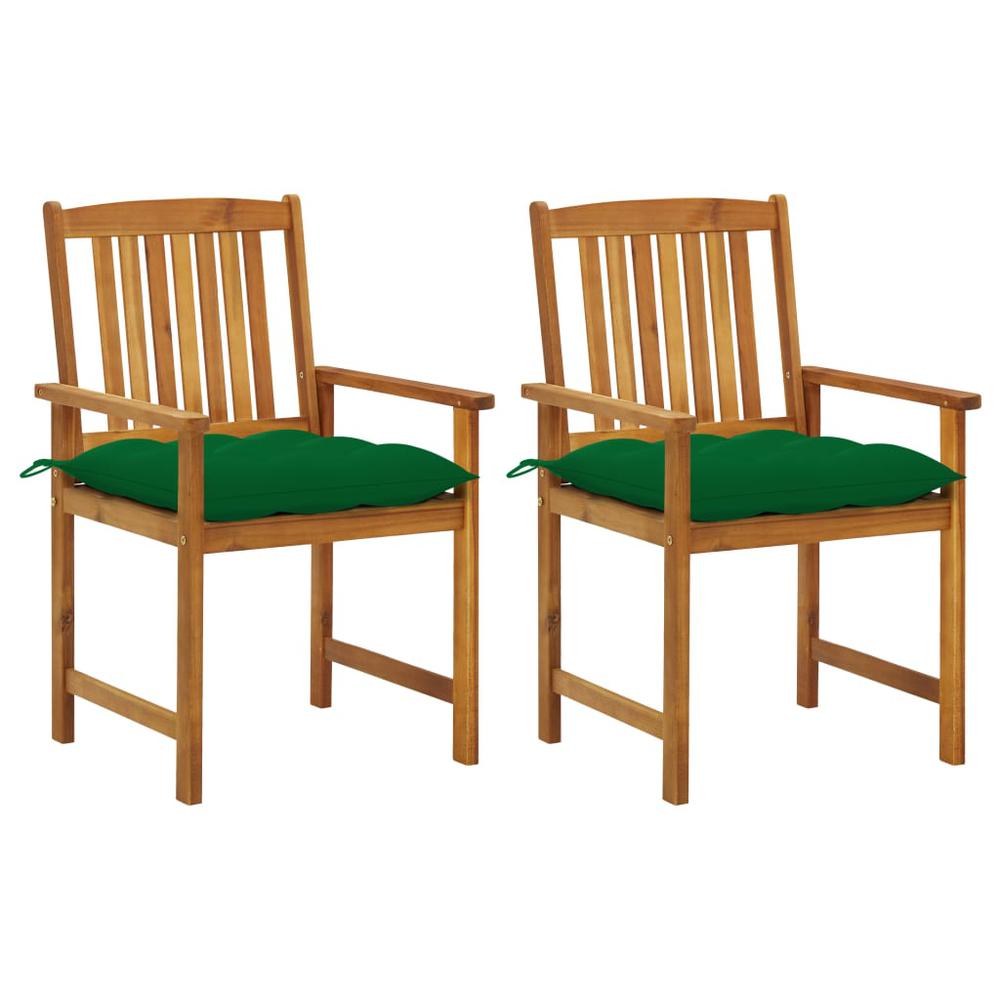 vidaXL Director's Chairs with Cushions 2 pcs Solid Acacia Wood 1207. Picture 1