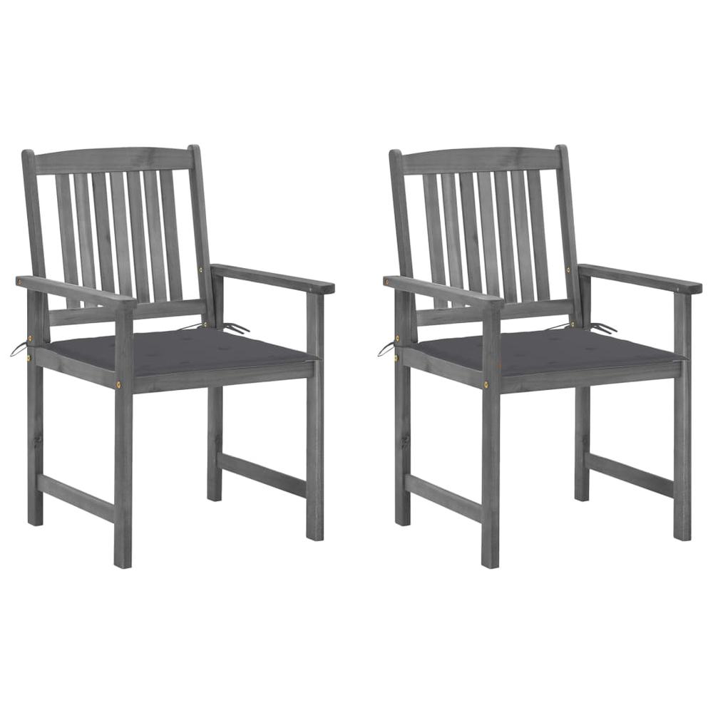 vidaXL Director's Chairs with Cushions 2 pcs Gray Solid Acacia Wood 1221. Picture 1
