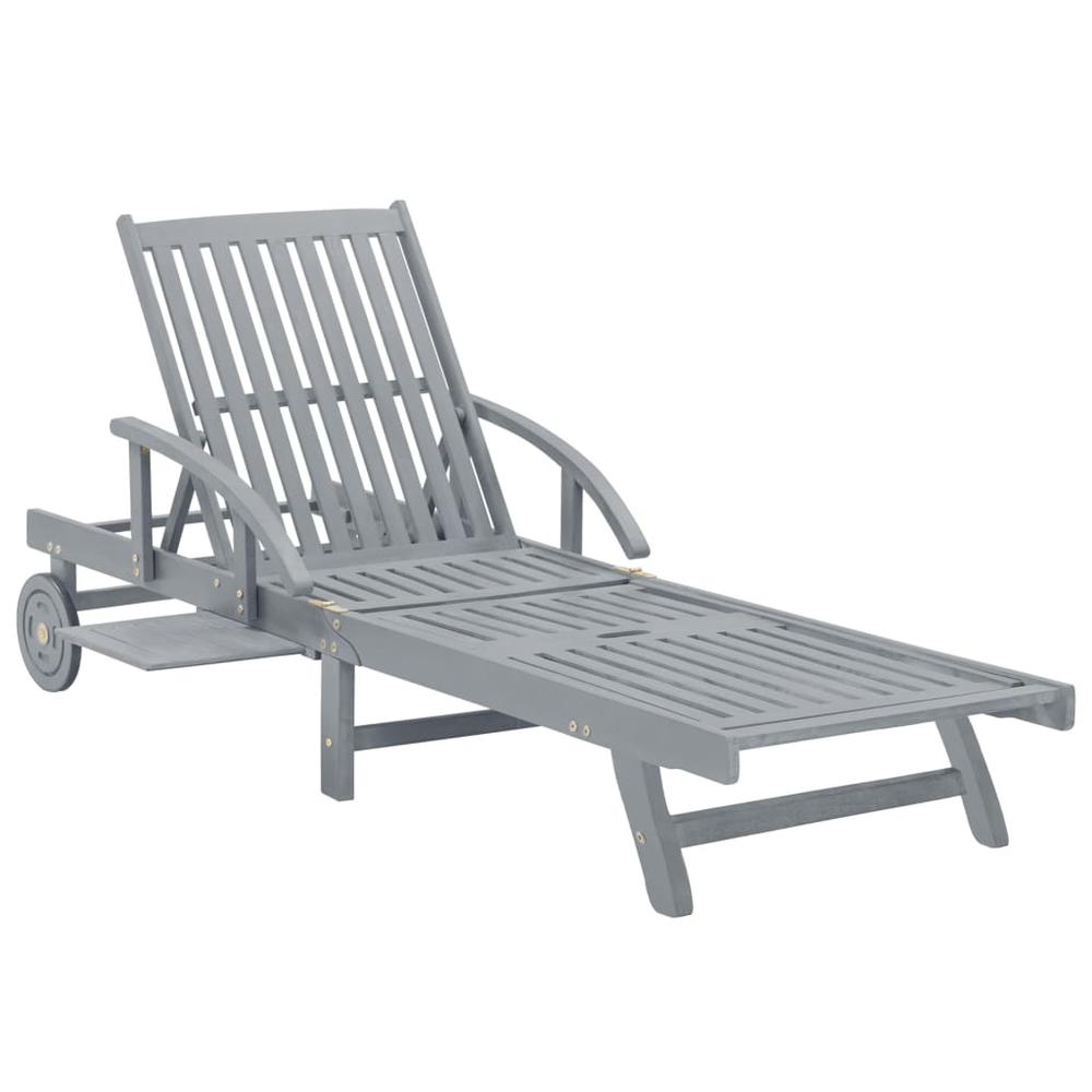 vidaXL Patio Sun Lounger with Cushion Solid Acacia Wood, 3061329. Picture 5