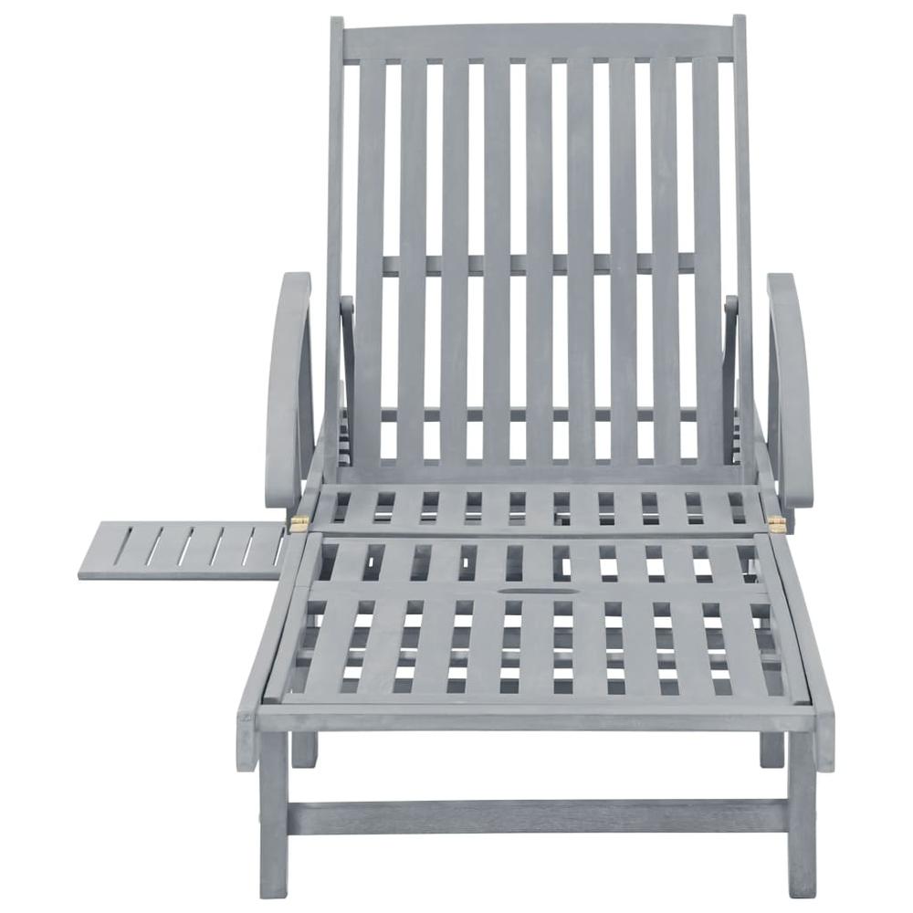 Patio Sun Lounger with Cushion Solid Acacia Wood. Picture 6