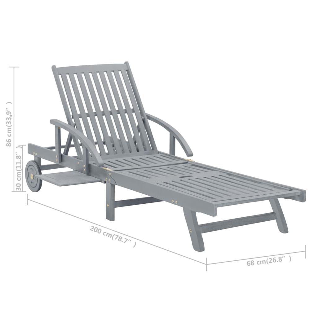 Patio Sun Lounger with Cushion Solid Acacia Wood. Picture 11