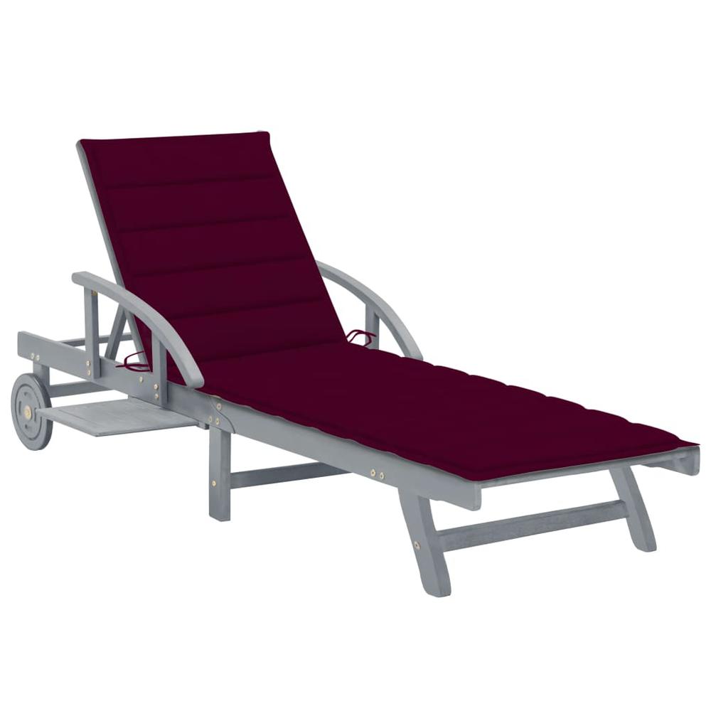 Patio Sun Lounger with Cushion Solid Wood Acacia. Picture 12