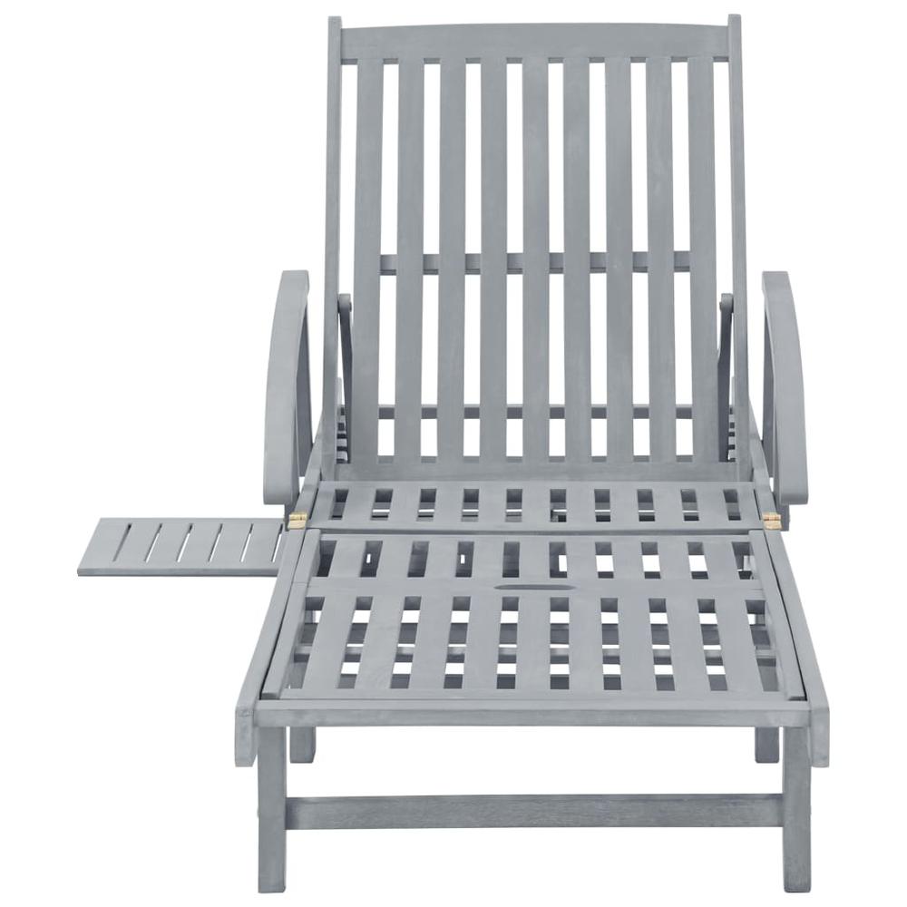 Patio Sun Lounger with Cushion Solid Wood Acacia. Picture 6