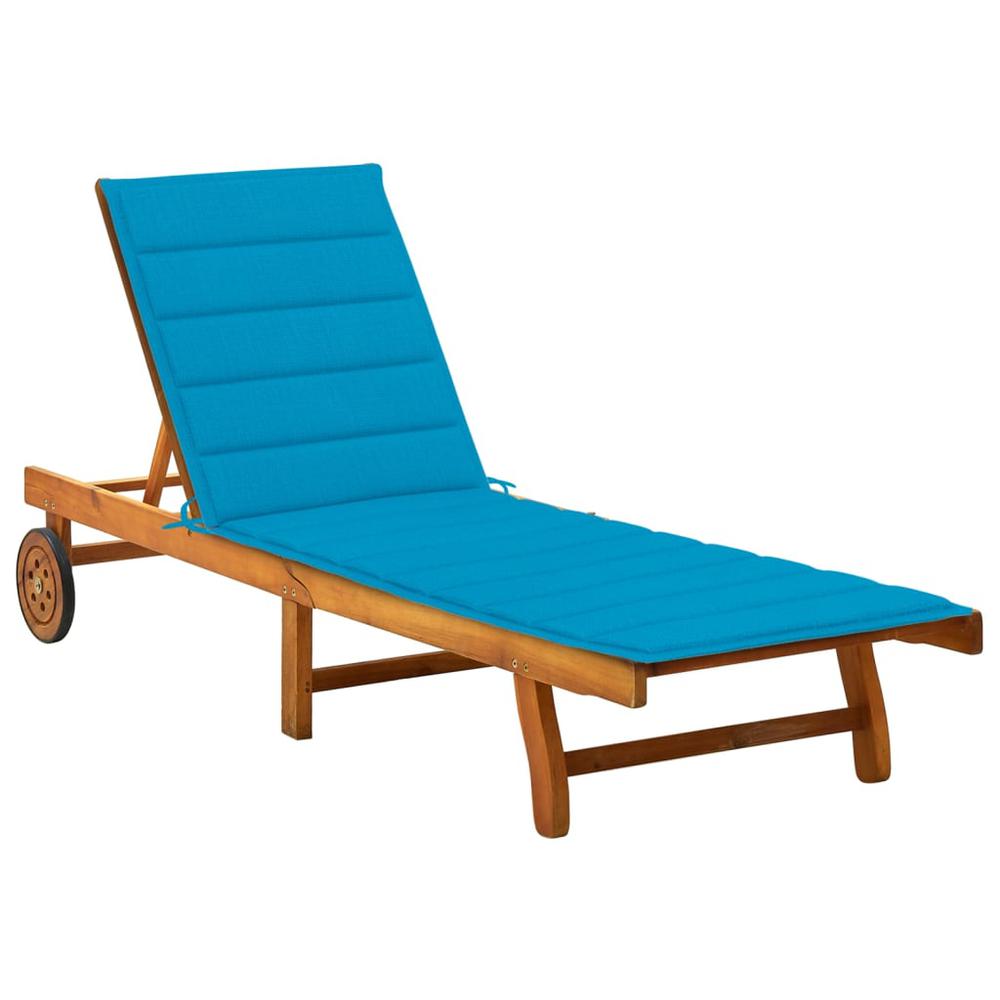 Patio Sun Lounger with Cushion Solid Wood Acacia. Picture 12