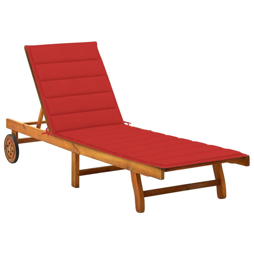 Patio Sun Lounger with Cushion Solid Acacia Wood. Picture 12
