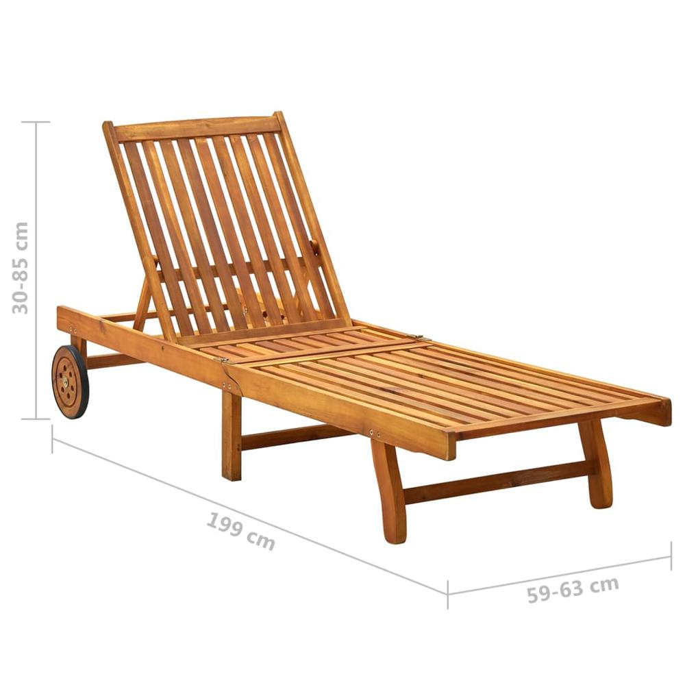 Patio Sun Lounger with Cushion Solid Acacia Wood. Picture 10