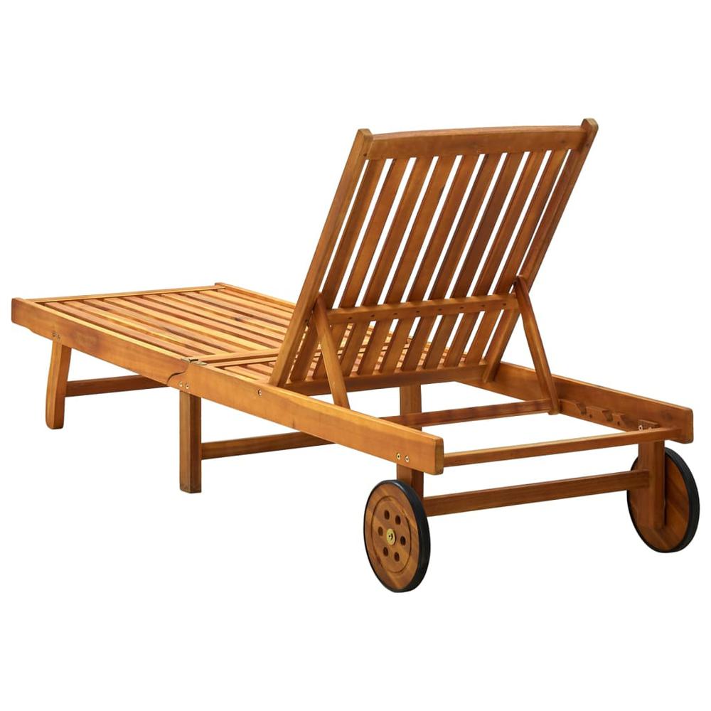 Patio Sun Lounger with Cushion Solid Acacia Wood. Picture 3