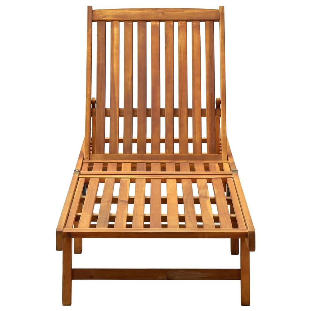 Patio Sun Lounger with Cushion Solid Acacia Wood. Picture 2
