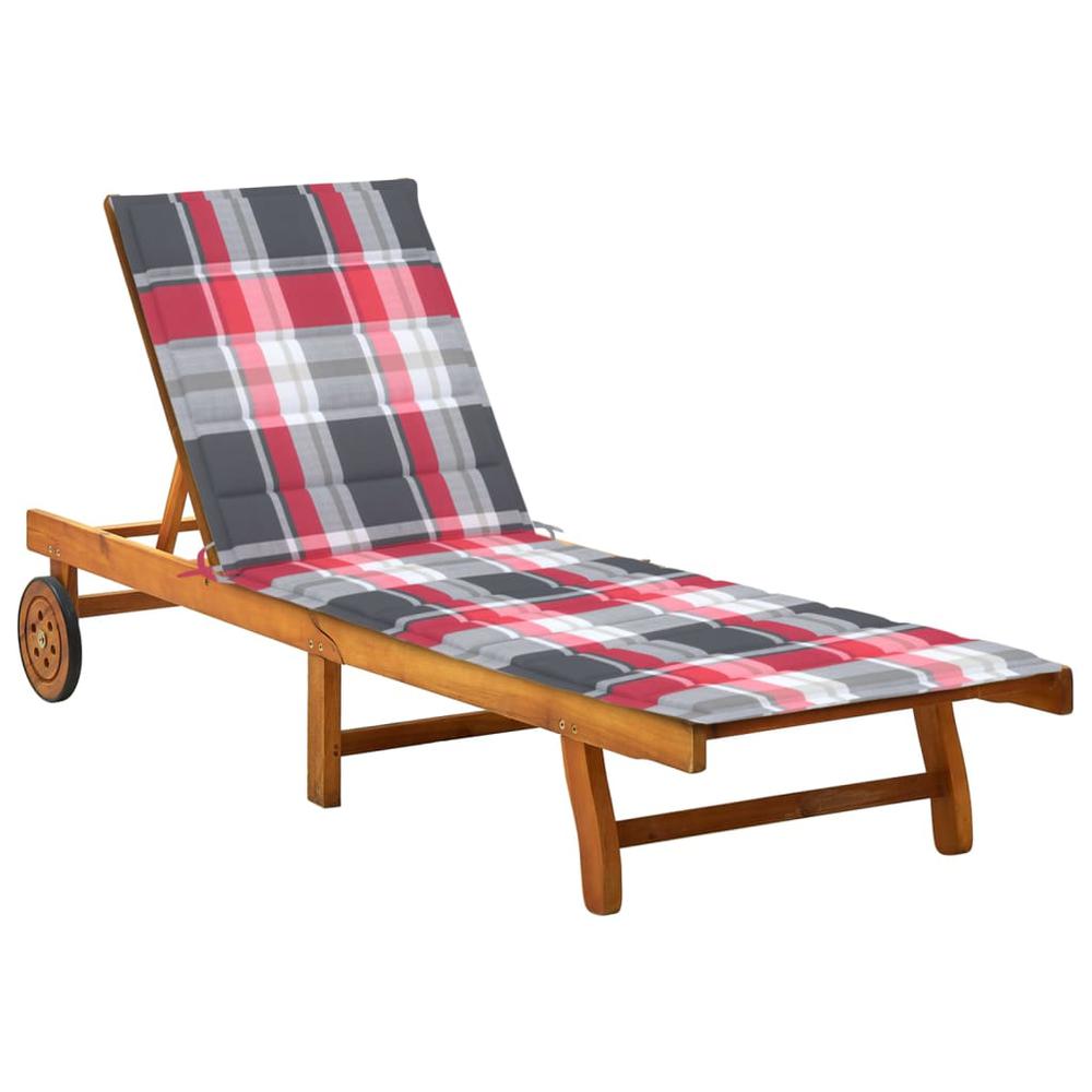 Patio Sun Lounger with Cushion Solid Acacia Wood. Picture 12