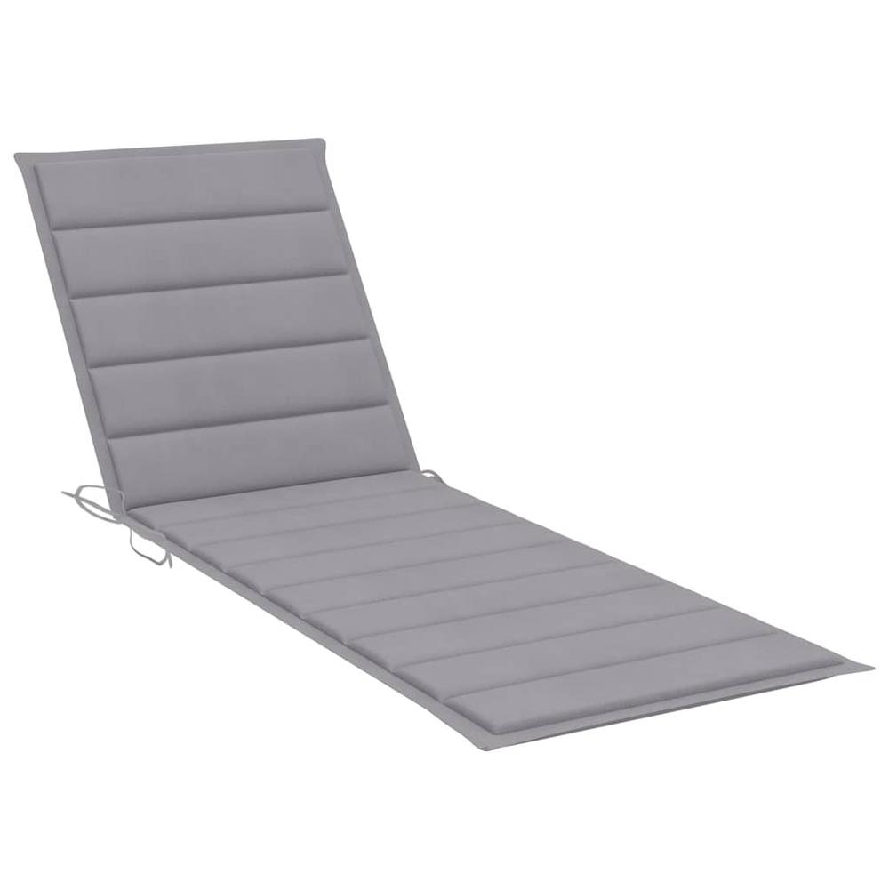 vidaXL Patio Sun Lounger with Cushion Gray Solid Acacia Wood, 3061360. Picture 5