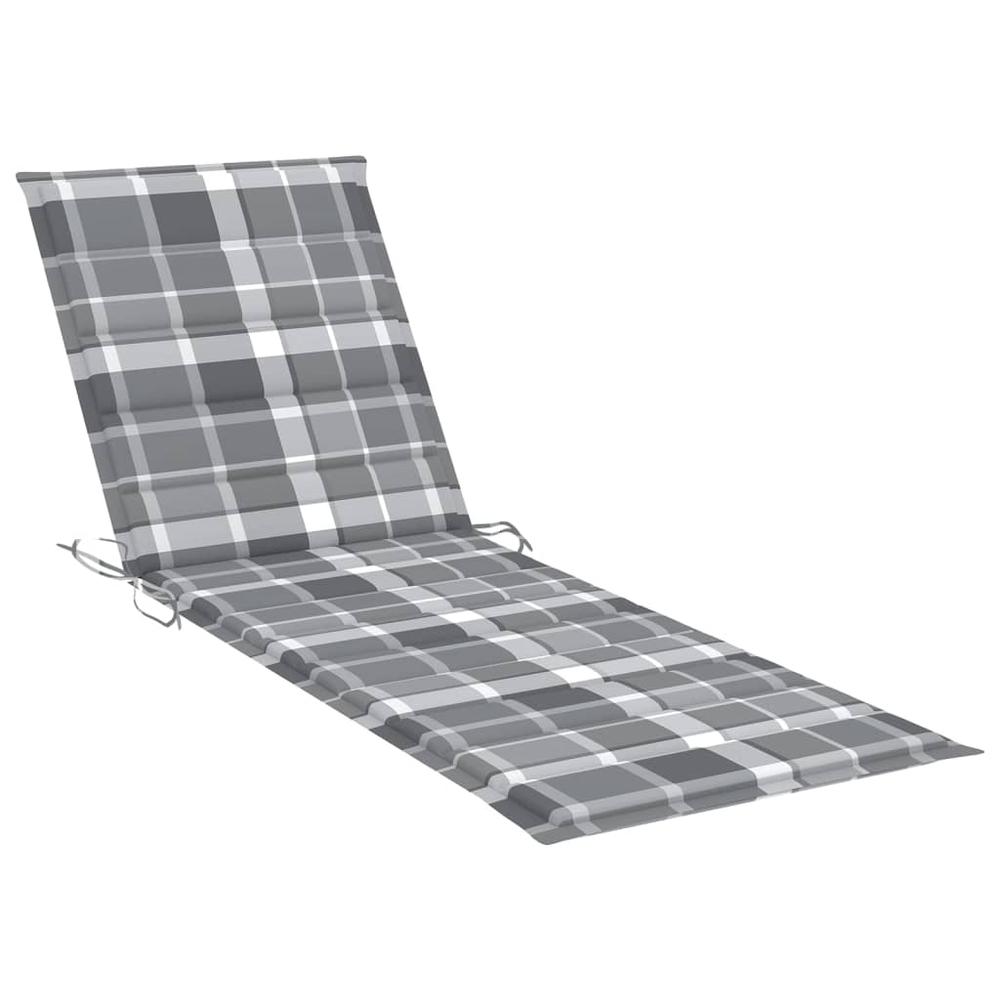 Patio Sun Lounger with Cushion Gray Solid Wood Acacia. Picture 4