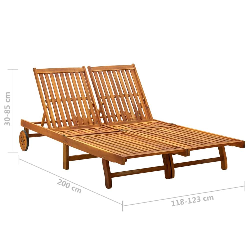 vidaXL 2-Person Patio Sun Lounger with Cushions Solid Acacia Wood, 3061374. Picture 6