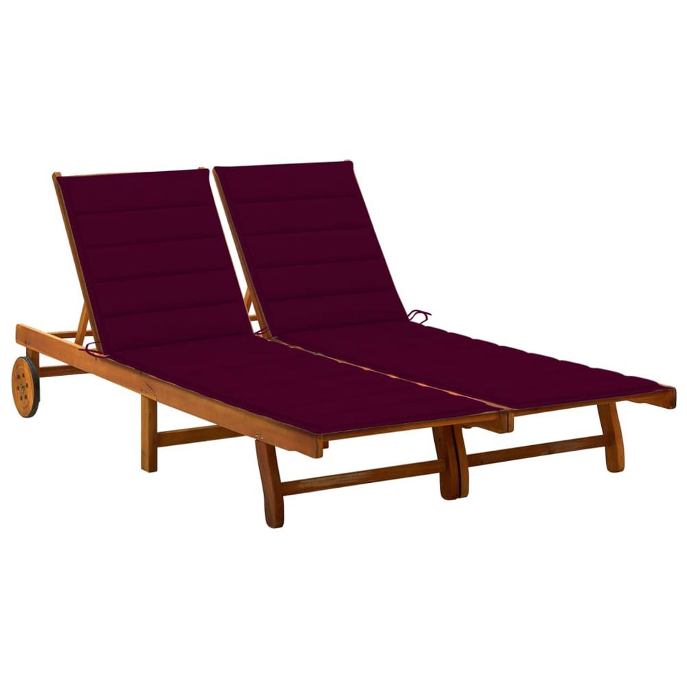 2-Person Patio Sun Lounger with Cushions Solid Wood Acacia. Picture 7